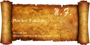 Marks Fábián névjegykártya